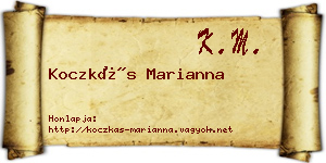 Koczkás Marianna névjegykártya